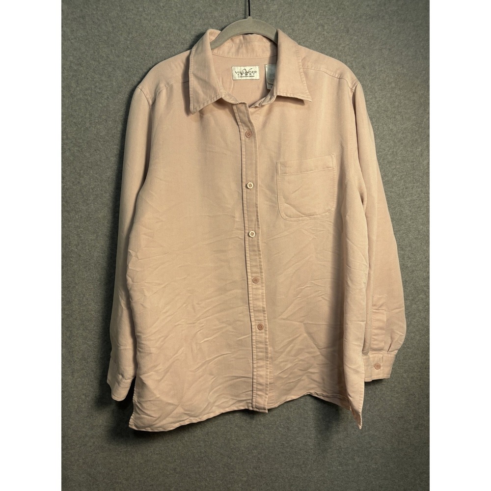 Vintage Villager Sport Pink‎ Button Up Blouse Women Large Minimalist Soft Girl